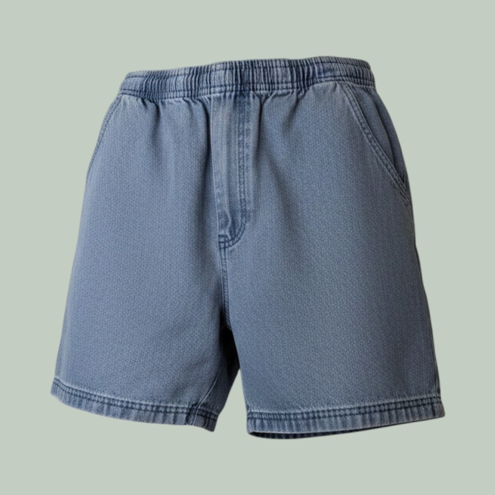 Basic Editions Denim Mom Shorts M Blue Pull On Elastic Waist Cotton Casual Retro